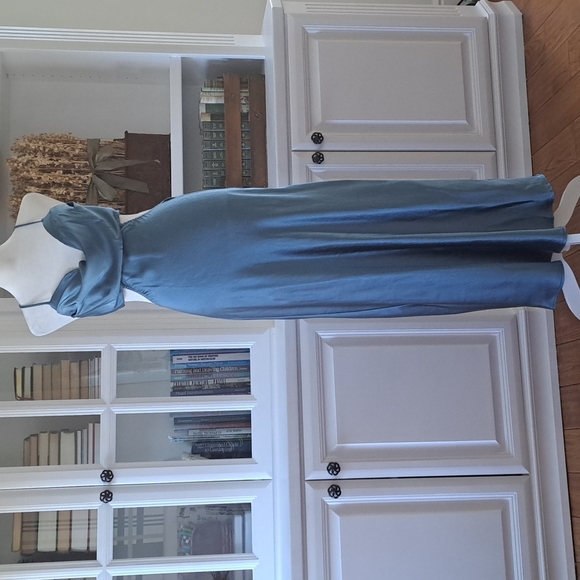 Astr The Label - Collette Satin Cutout Midi Dress - Color: Slate Blue - Picture 5 of 14